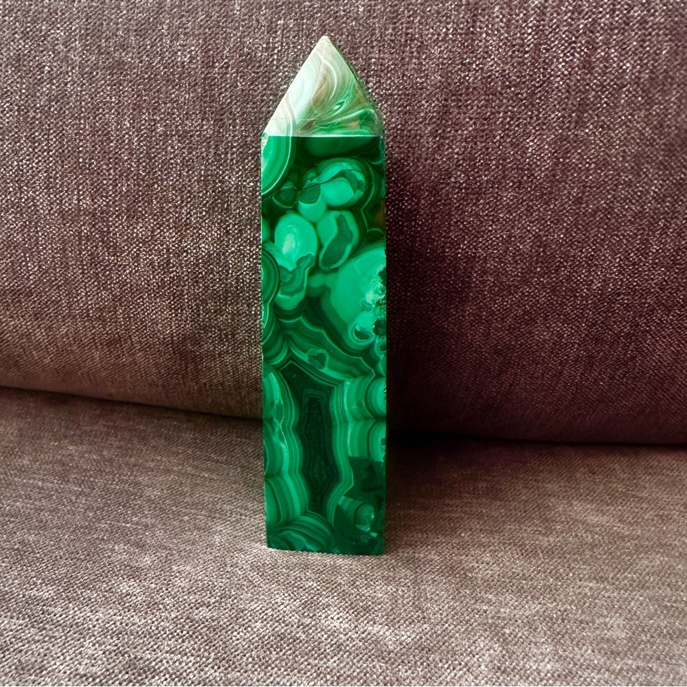 NEW Malachite Obelisk Paperweight Sculpture. Bought in Zambia. Perfect Gift!
